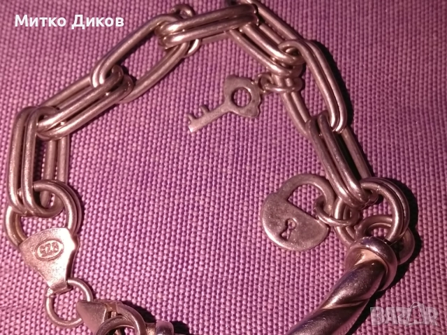 Сребърна гривна верижка за ръка нова проба 925 катинарче ключ 19.18грама, снимка 6 - Гривни - 52708377