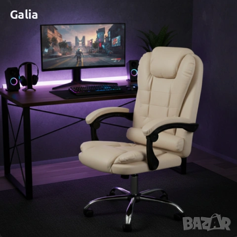 Ергономичен офис стол с лумбална опора от еко кожа, снимка 3 - Столове за офис - 53717320