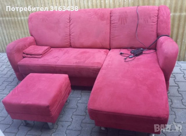 Червен ъглов диван с електрическа част, снимка 4 - Дивани и мека мебел - 36002772