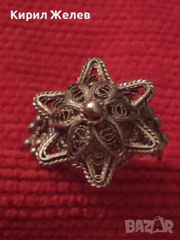 СТАРИНЕН СРЕБЪРЕН ПРЪСТЕН ФИЛИГРАН СРЕБРО 900 РЪЧНА ЮВЕЛИРНА МАЙСТОРСКА ФИНА ИЗРАБОТКА УНИКАТ 57501, снимка 4 - Антикварни и старинни предмети - 33051717