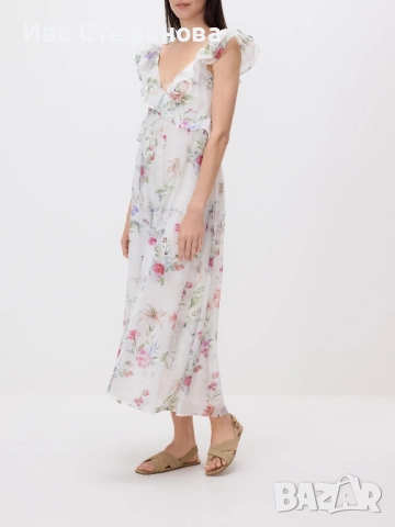 Разкошна нова феерична ежедневна елегантна дълга рокля флорален принт цветя волани къдри, снимка 7 - Рокли - 36748317