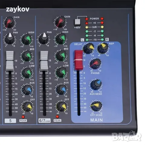 7-канален преносим миксер с MP3 жак Звукова миксираща конзола 48V Нов черен, снимка 4 - Други - 47412020