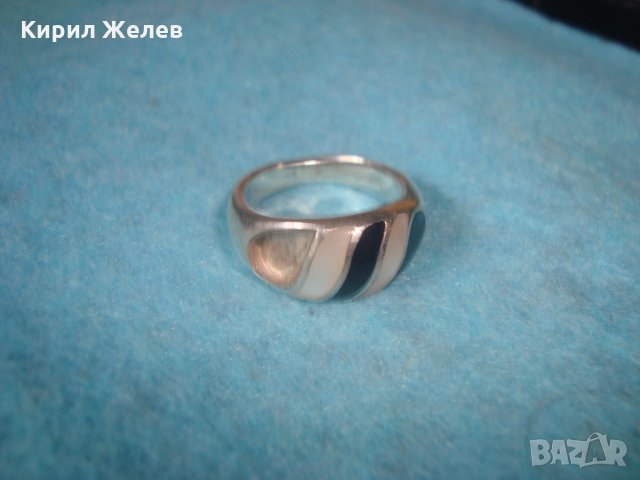 СТАР СРЕБЪРЕН ПРЪСТЕН СРЕБРО 925 АНГЛИЯ с ЧЕРЕН ШЛИФОВАН ОНИКС РЪЧНА АРТ ИЗРАБОТКА 25834, снимка 10 - Пръстени - 35747943