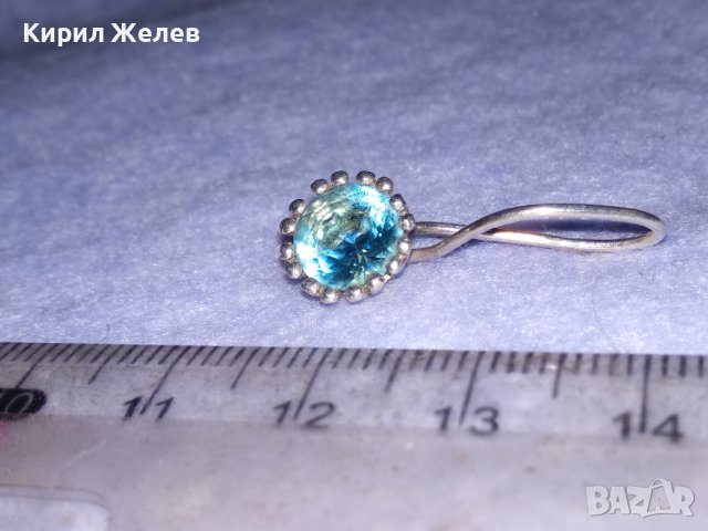 ПРЕКРАСНА ФИНА МАЙСТОРСКА СКЪПОЦЕННА СРЕБЪРНА ОБЕЦА СРЕБРО 925 с ЮВЕЛИРНО ФАСЕТИРАН СИН ЦИРКОН 38689, снимка 4 - Обеци - 41741409