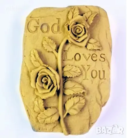Роза God loves you правоъгълник силиконов молд форма фондан шоколад сапун гипс свещ, снимка 2 - Форми - 48747574