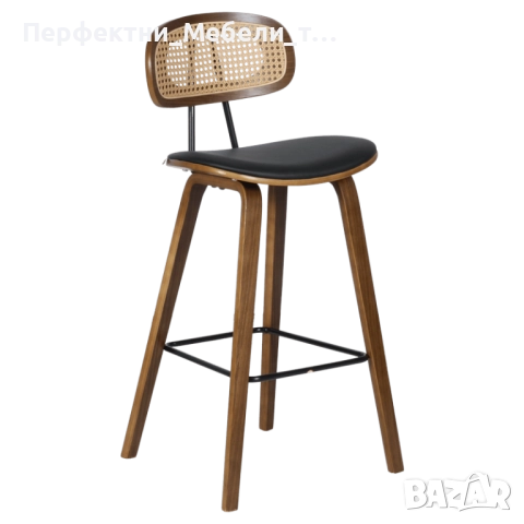 Икономични бар столове и табуретки-дървени крака орех и черна еко кожа, снимка 7 - Обзавеждане за заведение - 52565225