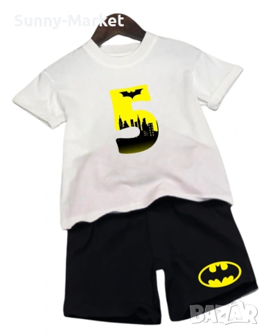 БАТМАН Детски екип комплект тениска + къси гащи + цифра за години, снимка 5 - Детски комплекти - 53757470