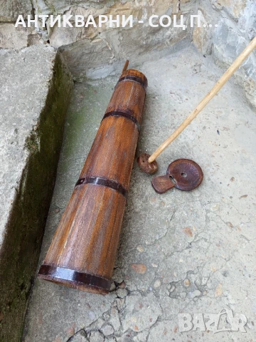 Соц Стара Дървена Буталка Чутура За Разбиване На Масло., снимка 8 - Антикварни и старинни предмети - 50648799