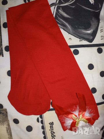 Нови секси плътни коледни червени чорапи с  пухче и панделка , снимка 7 - Бельо - 42603503