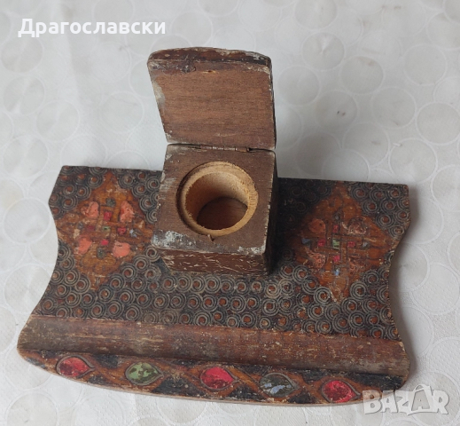 СТАРА дървена МАСТИЛНИЦА и  3 бр. попивателни, попивателна, снимка 1