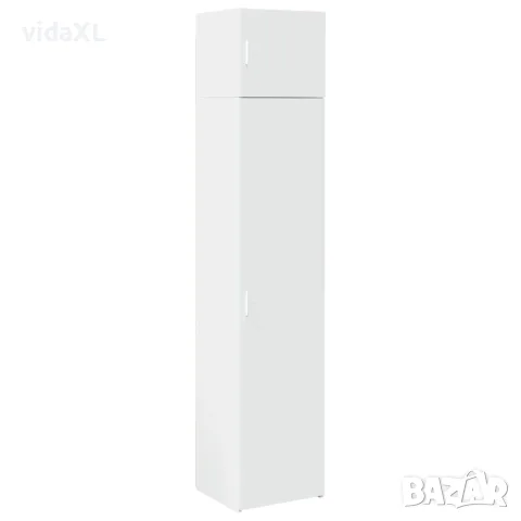 vidaXL Тесен шкаф за съхранение, бял, 45x42,5x225 см, инженерно дърво