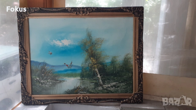 Прекрасна картина масло на платно подпис рамка