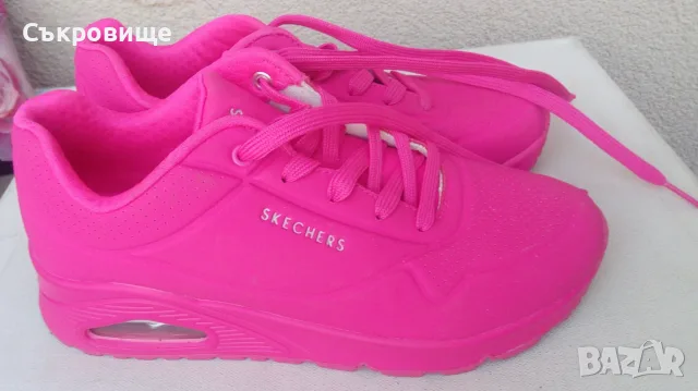 Нови сникърси SKECHERS дамски обувки Uno Night Shades hot pink розови, снимка 3 - Кецове - 56152233