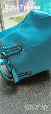 Стилна и функционална дамска чанта тип торба в морско син цвят, снимка 6 - Чанти - 50446243