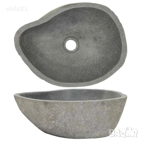 vidaXL Мивка от речен камък, овална, (37-46)x(29-36) см