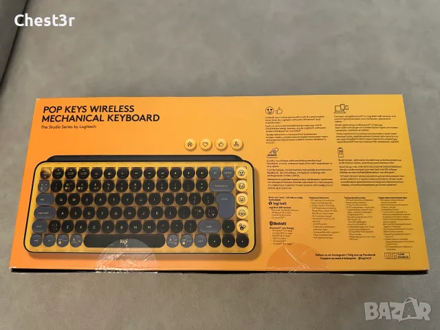Logitech POP Keys Blast Yellow - безжична механична клавиатура, нова, снимка 5 - Клавиатури и мишки - 56052856