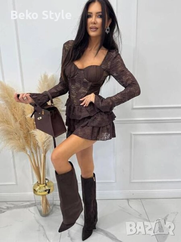 ВИДЕО НА МОДЕЛА Рокля от дантела , снимка 2 - Рокли - 52220546