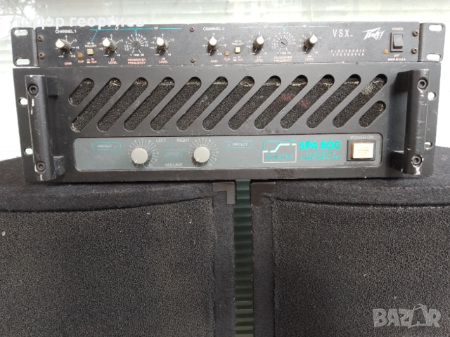 Продавам колони DAP 12 inc. 2бр.400w 8ohm,смесителен пултPEAVEY 6 mic 2стерео канала и стъпало 350w., снимка 4 - Тонколони - 52638340