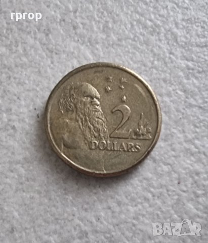 Монета . Австралия . Два долара . Абориген . 2008 година.