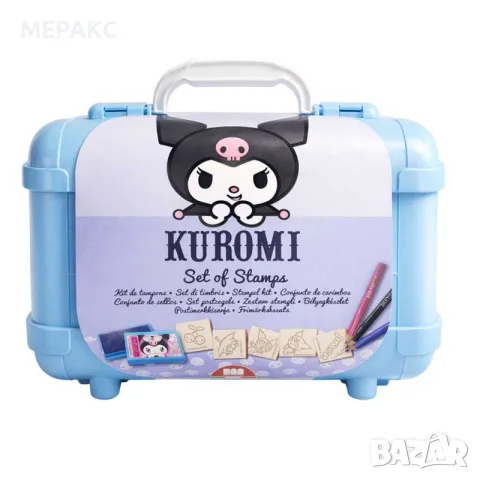 Арт куфарче Kuromi с 10 цветни молива, 5 печата и пъзел стикери за декорация