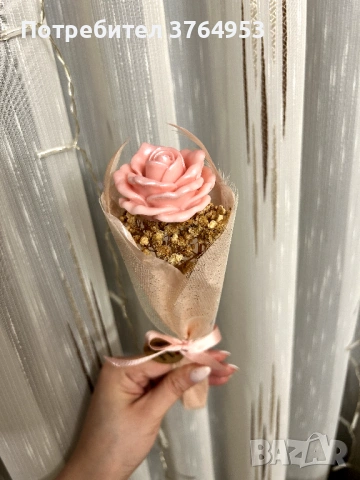 Роза от натурален соев восък подарък осми март, снимка 2 - Подаръци за жени - 53531756