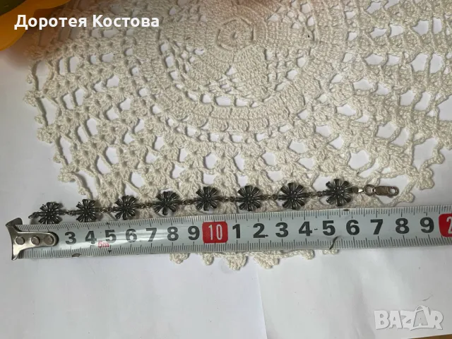 ТОКАШ красива сребърна гривна с цветя и печати 925, снимка 7 - Антикварни и старинни предмети - 50436392