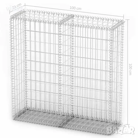 vidaXL Габион кошница с капаци, поцинкована тел, 100x100x30 см, снимка 7 - Огради и мрежи - 56146014