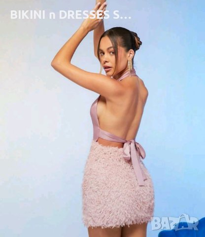 Розова рокля с пера пухове, снимка 3 - Рокли - 42734188