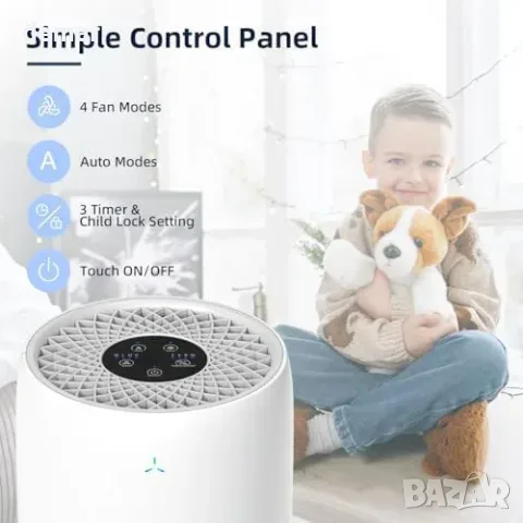 Пречиствател за въздух OMISOON с H13 HEPA, CADR 170 м³/ч и PM2.5 сензор, снимка 6 - Овлажнители и пречистватели за въздух - 55827464