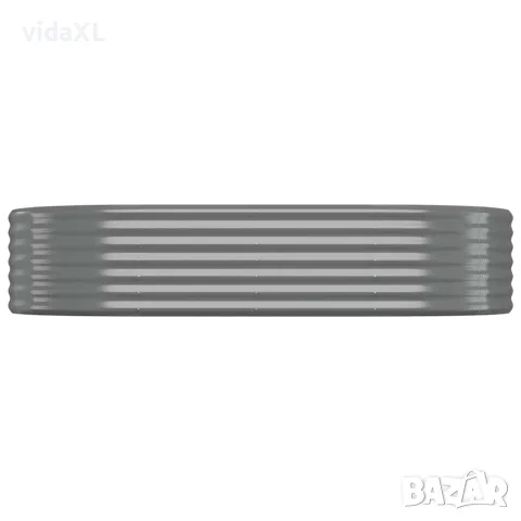 vidaXL Градинска повдигната леха поцинкована стомана сиво, снимка 3 - Саксии и кашпи - 56146659