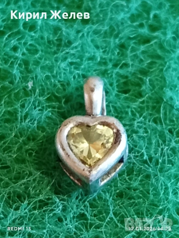 Сребърно колие във формата на сърце ❤️ с естествен лимонов ТОПАЗ елегантен дизайн 52752