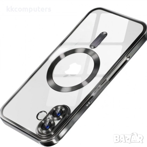 Силиконов кейс bSmart Chrome Magsafe с протектори за камерите, За iPhone 17 (6.3), Черен и Протектор, снимка 4 - Резервни части за телефони - 51795303