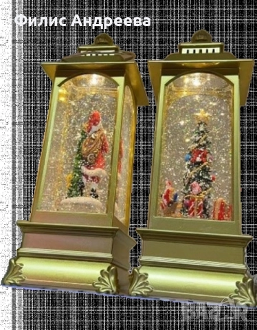 Златист коледен фенер, снимка 2 - Декорация за дома - 52543981