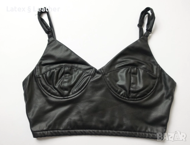 Кожено късо бюстие/кроп топ Club L 