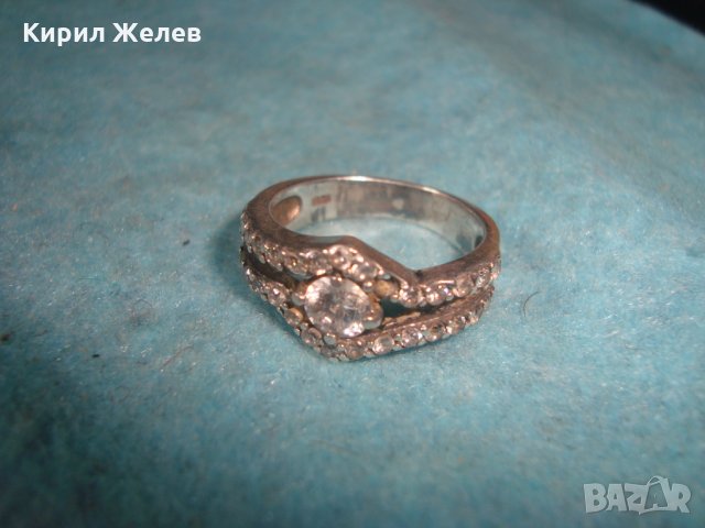 СТАР АНГЛИЙСКИ СКЪПОЦЕНЕН СРЕБЪРЕН АР НУВО ПРЪСТЕН СРЕБРО 925 с ФАСЕТИРАНИ ЦИРКОНИ 25836, снимка 11 - Пръстени - 35884667