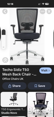 Продавам офис стол Sidiz T50, снимка 12 - Столове - 52222065