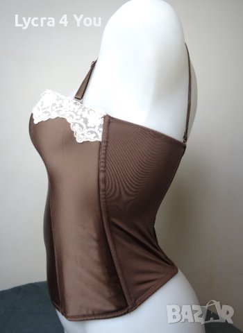 75В лъскав кафяв сатенен корсет , снимка 9 - Корсети, бюстиета, топове - 42488683