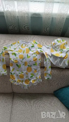 детски цял бански с шапка на лимони , снимка 5 - Детско бельо и бански  - 50310547