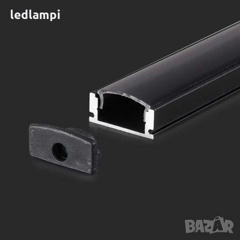 Алуминиев Профил Черен За LED Лента 2000х17,4x7mm MILKY