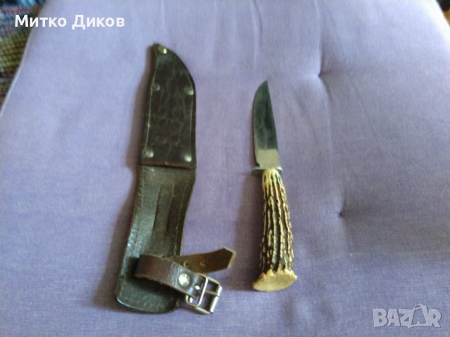 Fes Rostfrei немски нож от соца с калъф естествена кожа за колан 185х100мм, снимка 2 - Ножове - 41658641
