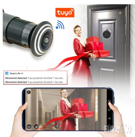 скрита камера шпионка Wi-Fi, 5G, Tuya, Smart Life тип видео SPY Безжичен домофон, снимка 6 - Комплекти за видеонаблюдение - 42131032