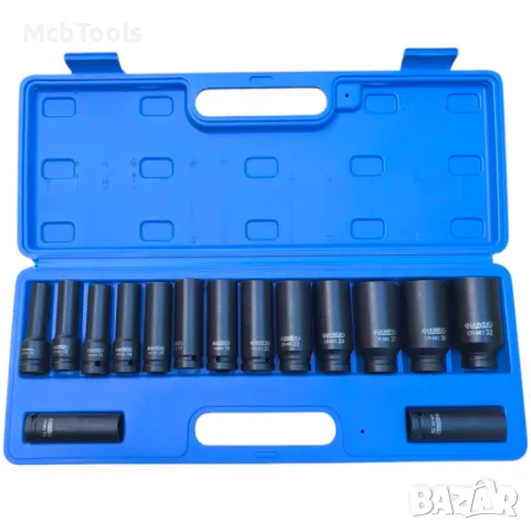 Комплект ударни вложки 1/2″ удължени 12-стенни (10 – 32 мм) 15 части HAWEK, снимка 3 - Други инструменти - 49467262