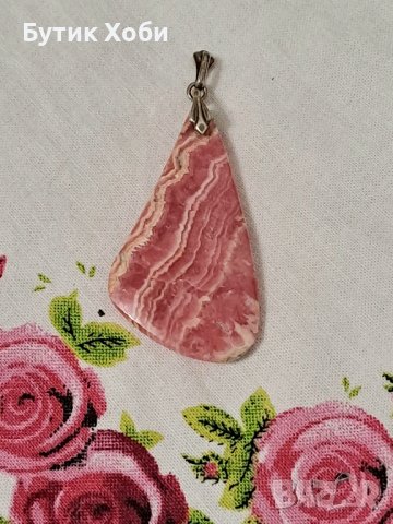 Висулка от натурален родохрозит  и сребро, снимка 2 - Антикварни и старинни предмети - 41648086