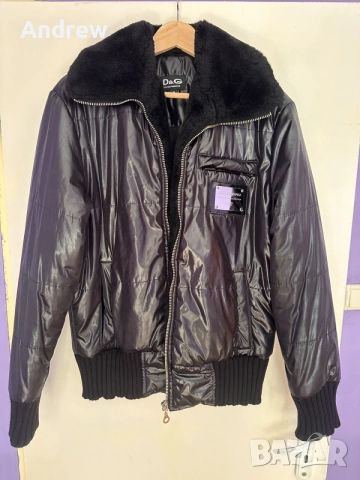 Мъжко зимно яке ￼ D&G Bomber M / Черно с пухена яка
