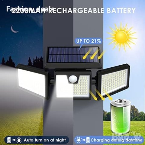 Нови 2 броя Слънчеви соларни светлини лампи на открито, 341 LED 3500LM, снимка 4 - Лед осветление - 41514365