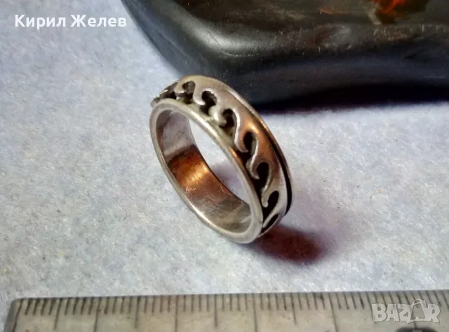 РОКАДЖИЙСКИ ДВУКОМПОНЕНТЕН СРЕБЪРЕН ПРЪСТЕН ХАЛКА СРЕБРО 925 с ВЪРТЯЩ се ЕЛЕМЕНТ 41181, снимка 8 - Пръстени - 48901557