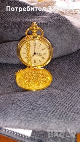 NOUSEG винтидж джобен кварцов часовник с римски цифри+ верижка , снимка 11 - Джобни - 41228584