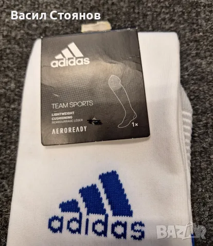 adidas -футболни чорапи - бели със син кант - размер 42-47, снимка 2 - Футбол - 56201222