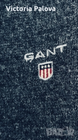 Класически сив кардиган/ жилетка с цип премиум GANT Швеция, снимка 3 - Блузи - 52430660