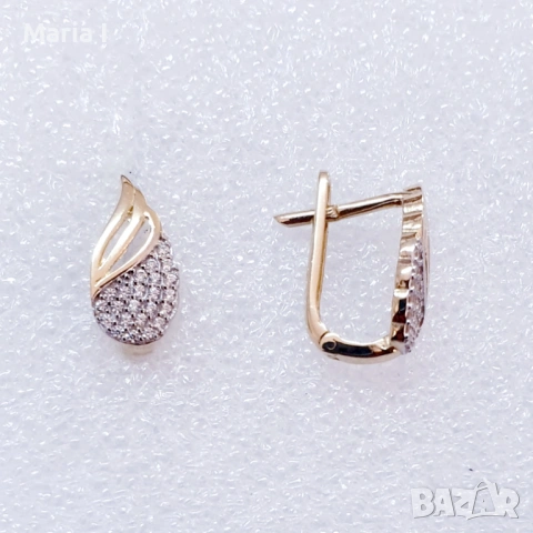 Златни обеци с винт и с английско закопчаване, снимка 9 - Обеци - 53810349